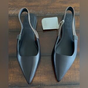 Elegant Black Leather Slingback Shoes